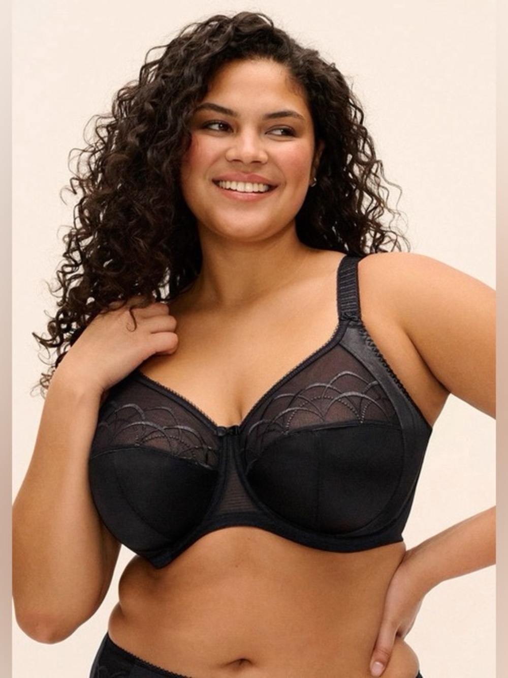 Elomi Cate Full Figure Underwire Lace Cup Bra Black Size 40DDD